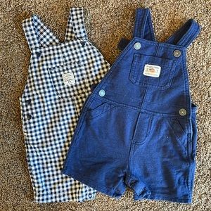 Blue and white baby overalls